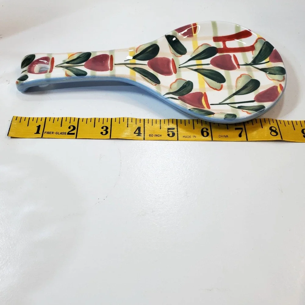 ANTHROPOLOGIE Tivoli Monogram Ceramic Spoon Rest Letter H Floral Garden